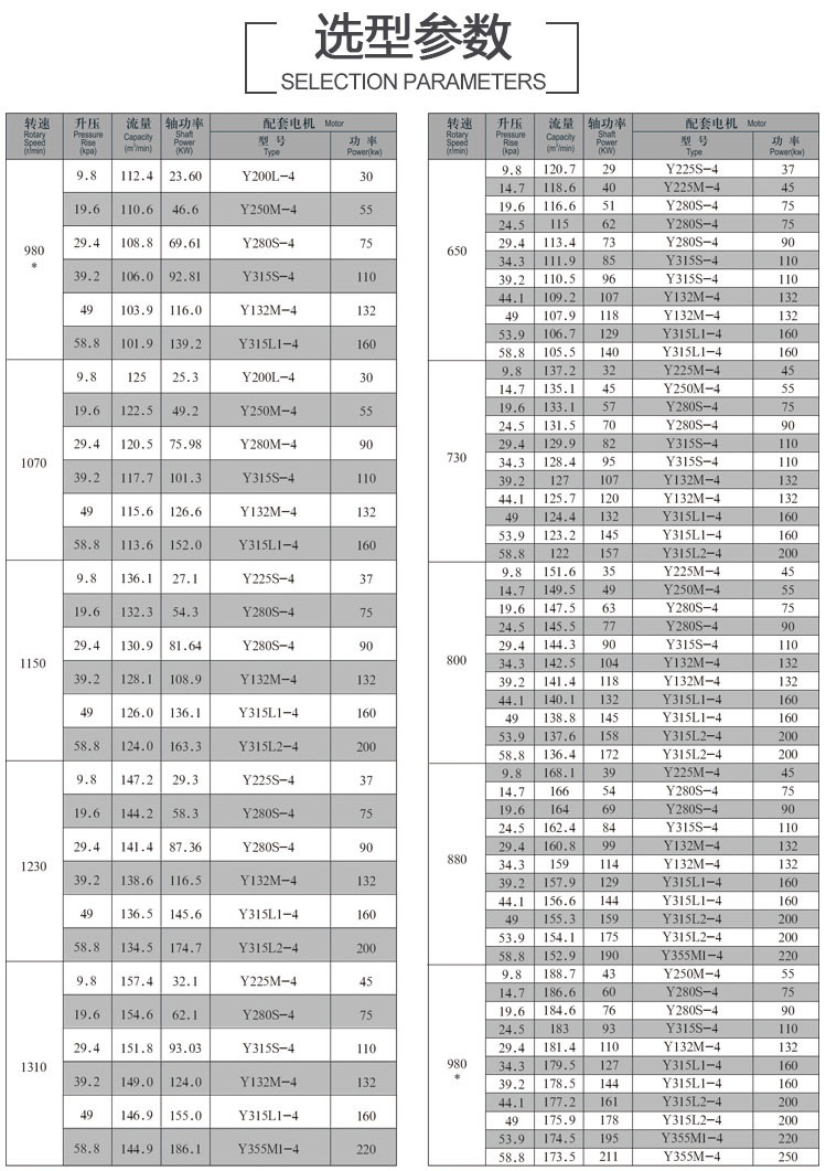 羅茨風(fēng)機(jī)DSR150參數(shù)